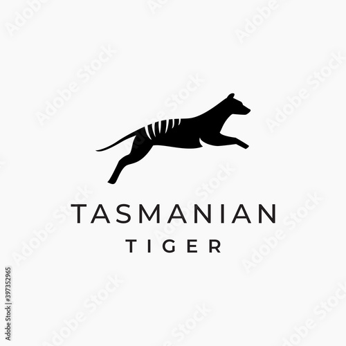 Tasmania tiger great domestic animal logo and icon design