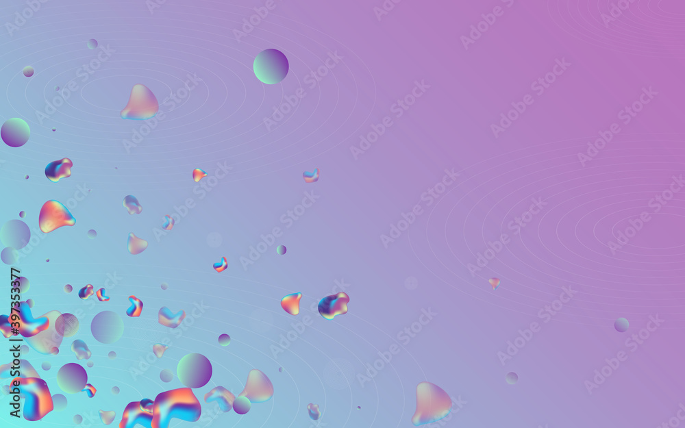 Color Blob Digital Vector Blue Background. Retro 