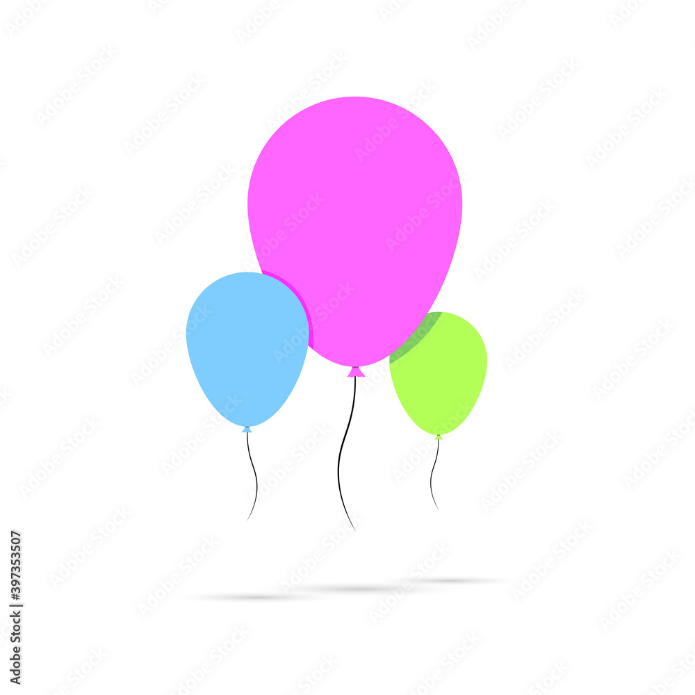 Balloon icon, flat graphic design template, event symbol, vector illustration