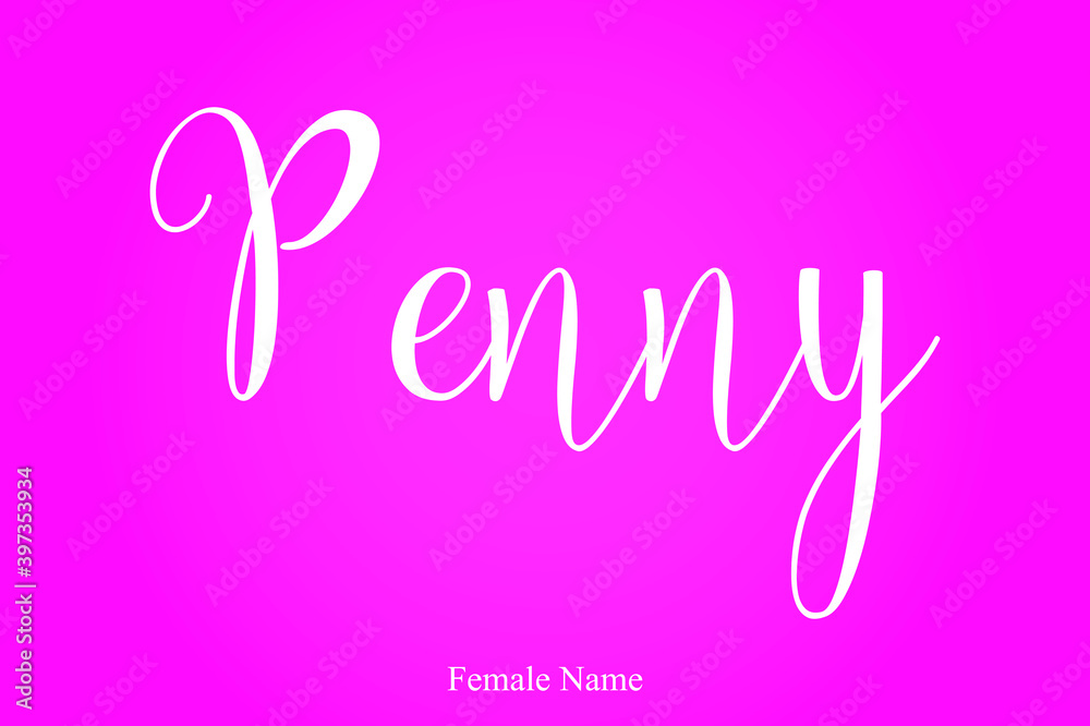 Penny Female Name Brush Calligraphy White Color Text On Pink Background