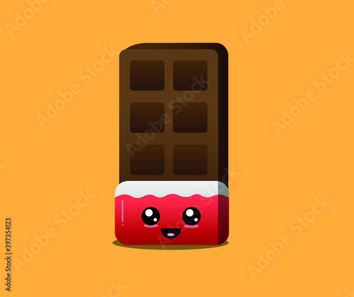 Barra de Chocolate Kawaii Ilustración Vector.