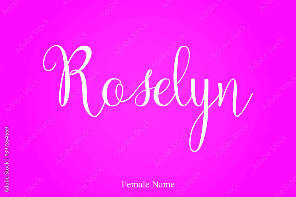 Roselyn Female Name Brush Calligraphy White Color Text On Pink Background