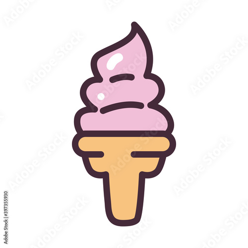 ice cream soft serve line and fill style icon vector design