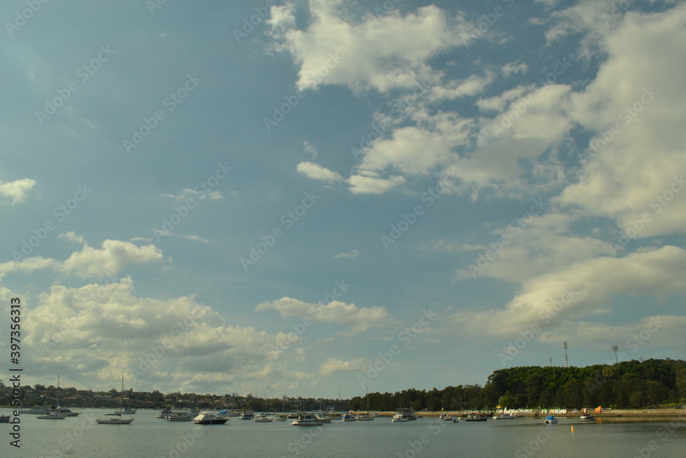 clouds over the river in Perth Australia 
