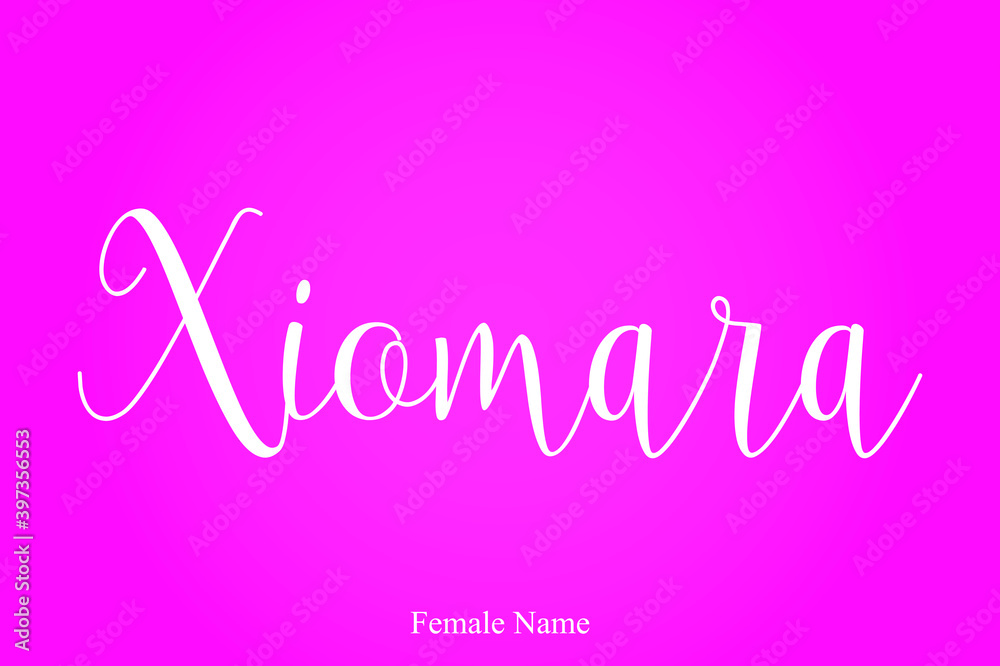 Xiomara Female Name Cursive Typography Typescript On Pink Background