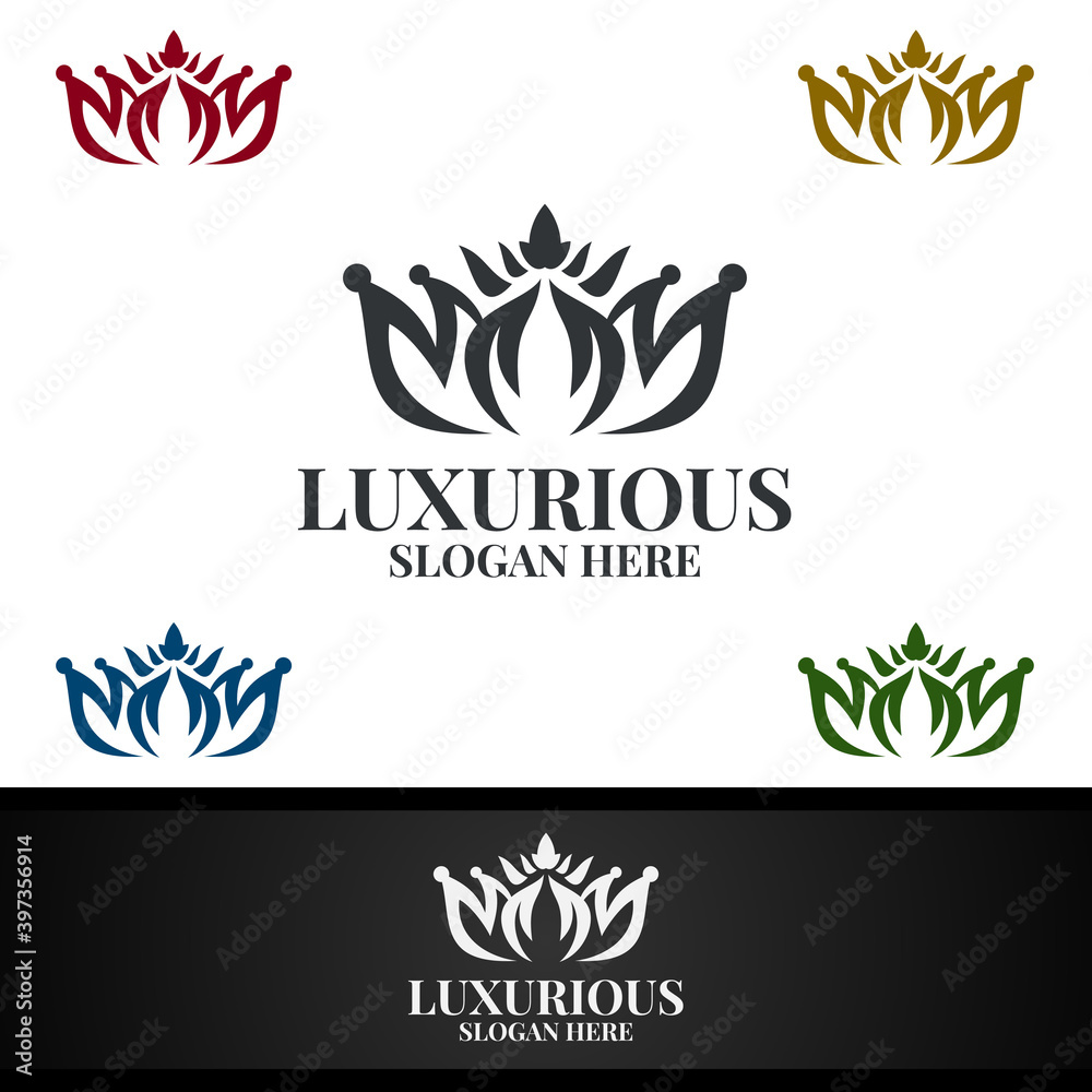 Fototapeta premium Crown Luxurious Royal Logo for Jewelry, Wedding, Hotel or Fashion