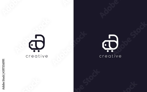 Discount and Cart Logo Design. for online shop or retail. Creative vector based icon template. 