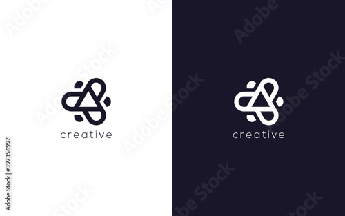 creative letter A with abstract team work logotype, vector based icon template