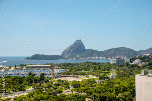 view of Flemish landfill , sugarloaf and guanabara bay in Rio de Janeiro.
