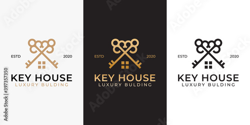 luxury key house, Key real estate home building logo design