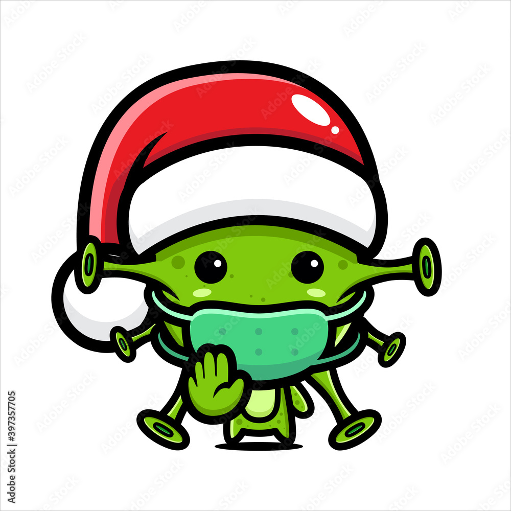Obraz premium virus characters wear Santa hats wearing masks