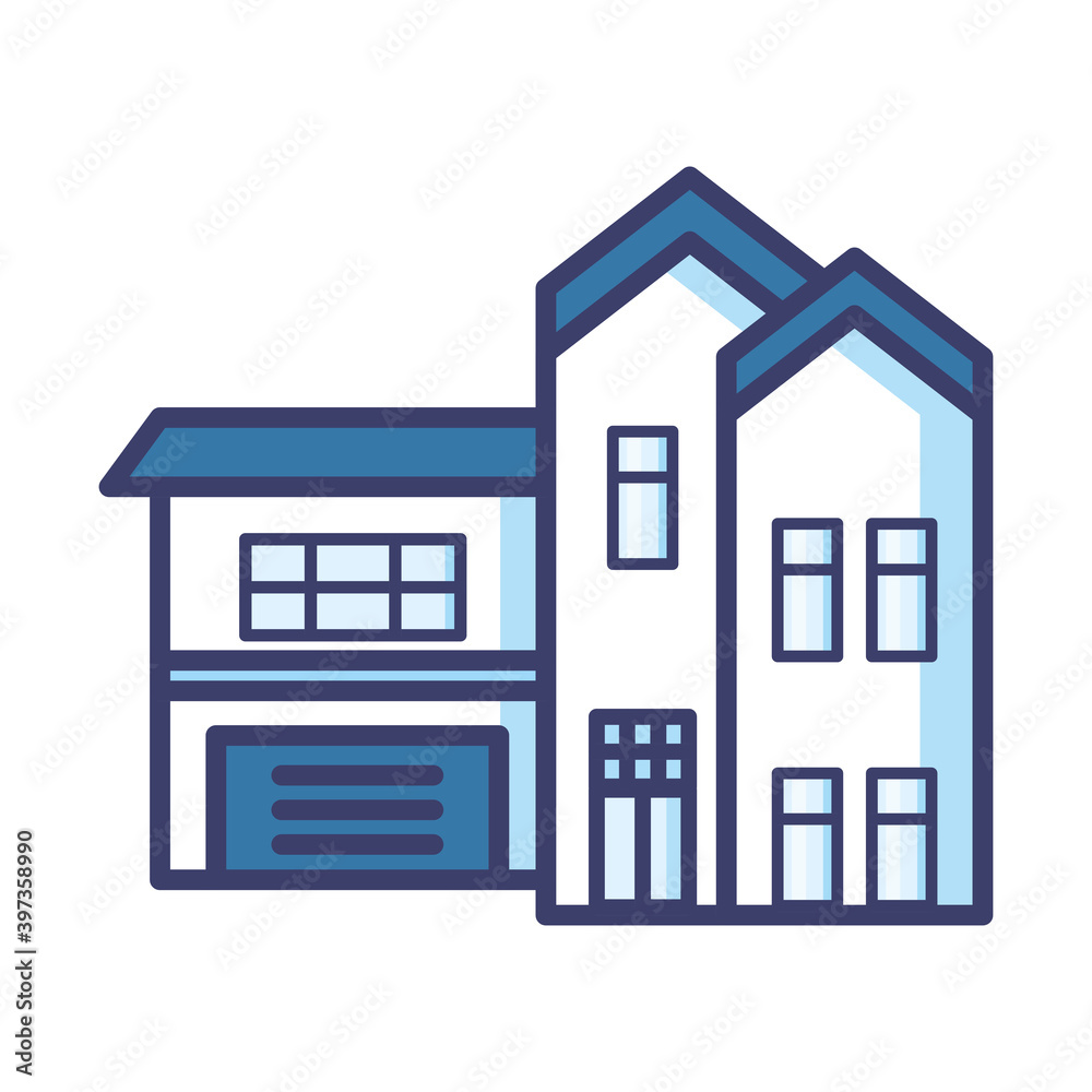 house with windows line and fill style icon vector design house with windows line and fill style icon vector design