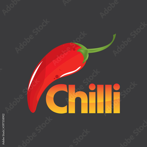 red green hot spicy pepper chili logo vector template design illustration