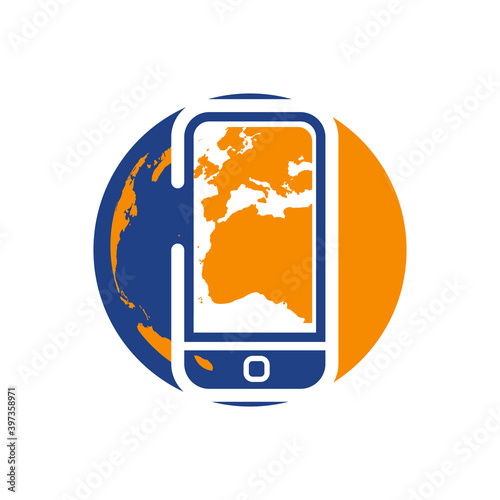 global fast phone service smartphone gadget mobile repair logo design vector illusrations