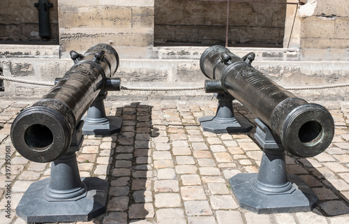 Cast metal cannons. Museum of the Army