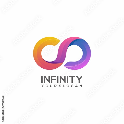 Logo illustration infinity unlimited gradient colorful Vector design