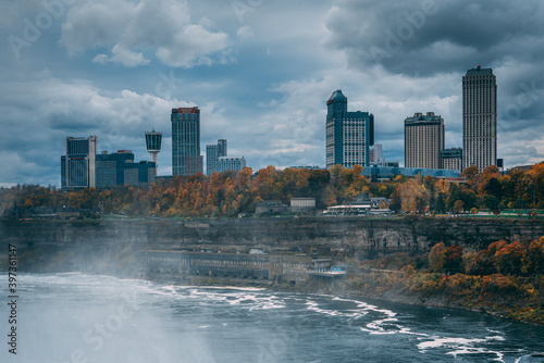 View of buildings in Niagara Falls, Ontario from New York