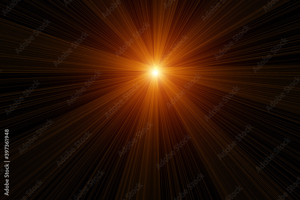 Beautiful optical lens flare effect Golden sun light