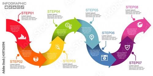 Business data Process chart. diagram with steps, options, parts or processes. business template for presentation. Abstract elements of graph, Creative concept for infographic.