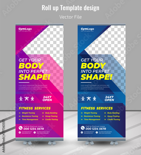 Rollup Banner Design for gym, fitness club, healthcare,Modern fitness & gym rollup template,Fitness Gym Rollup Banner Template,gym and fitness banner promotion 