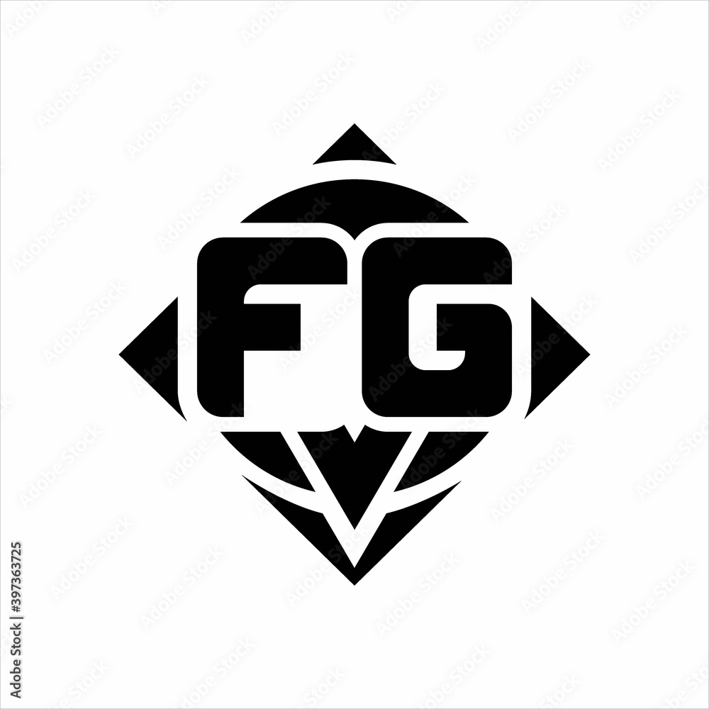 FG Logo monogram with circle shape and square rotate rounded design template FG Logo monogram with circle shape and square rotate rounded design template