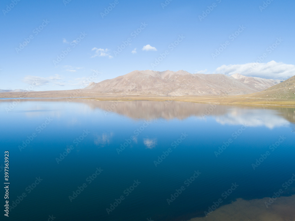 Aerial view of beautiful lagoon in Tibet,China