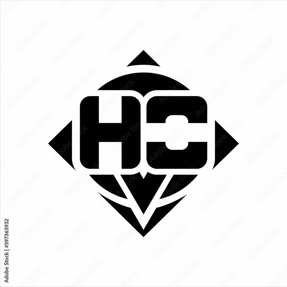 HO Logo monogram with circle shape and square rotate rounded design template HO Logo monogram with circle shape and square rotate rounded design template