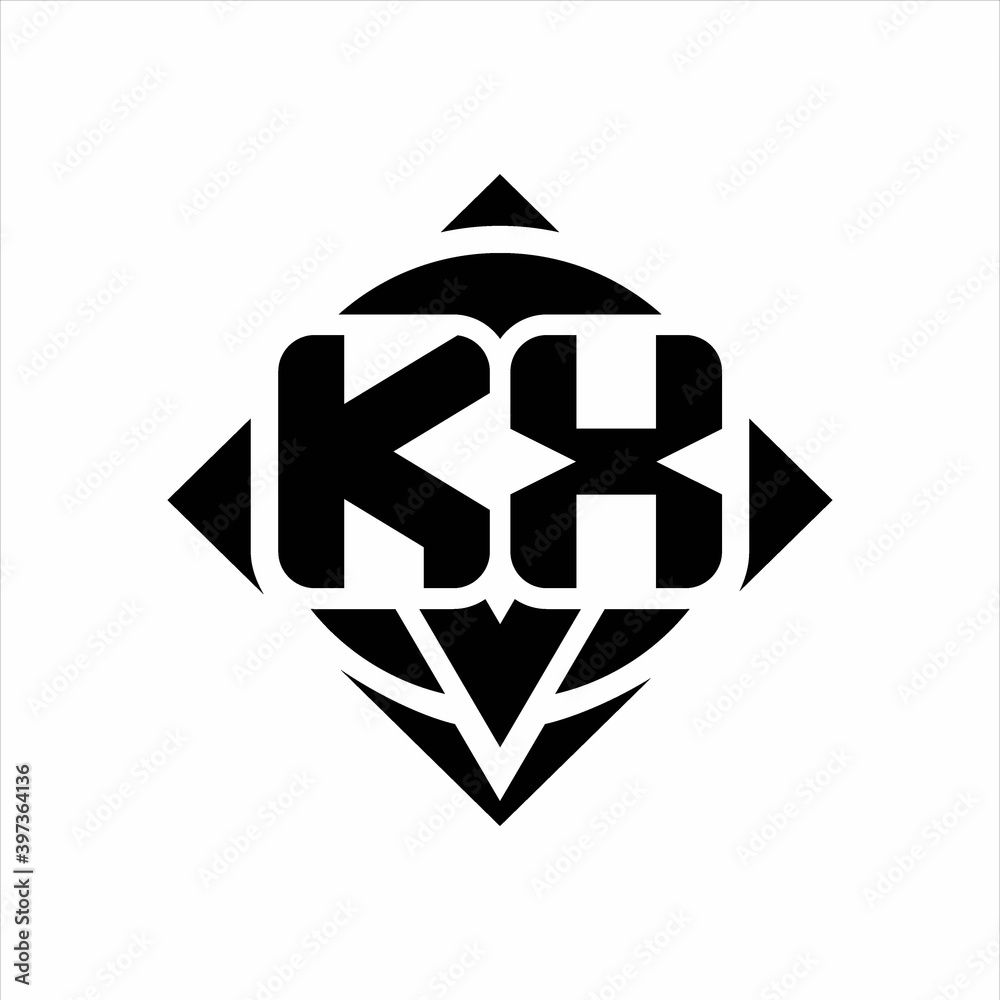KX Logo monogram with circle shape and square rotate rounded design template KX Logo monogram with circle shape and square rotate rounded design template