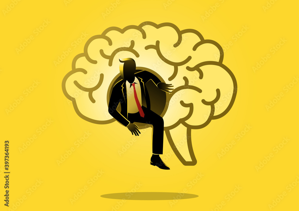 Naklejka premium Businessman getting out. Vector illustration