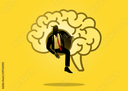 Businessman getting out. Vector illustration