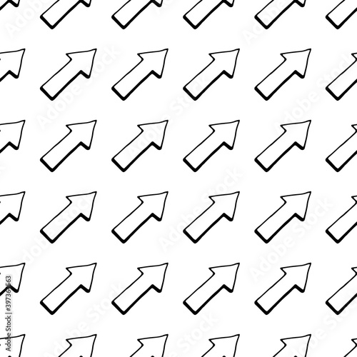 Seamless pattern with arrows motif. Minimalist abstract background. Simple modern print with diagonal pointers. Digital paper, textile print. Doodle vector art.