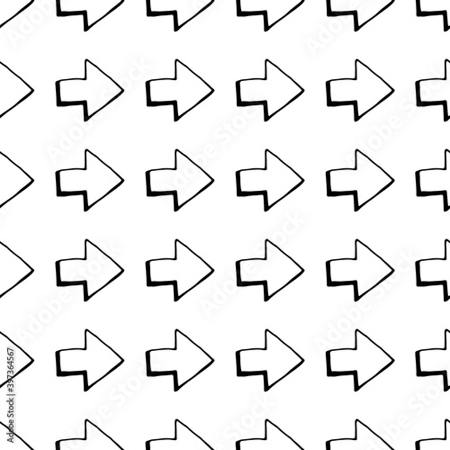 Seamless pattern with arrows motif. Minimalist abstract background. Simple modern print with right pointers. Digital paper, textile print. Doodle vector art.
