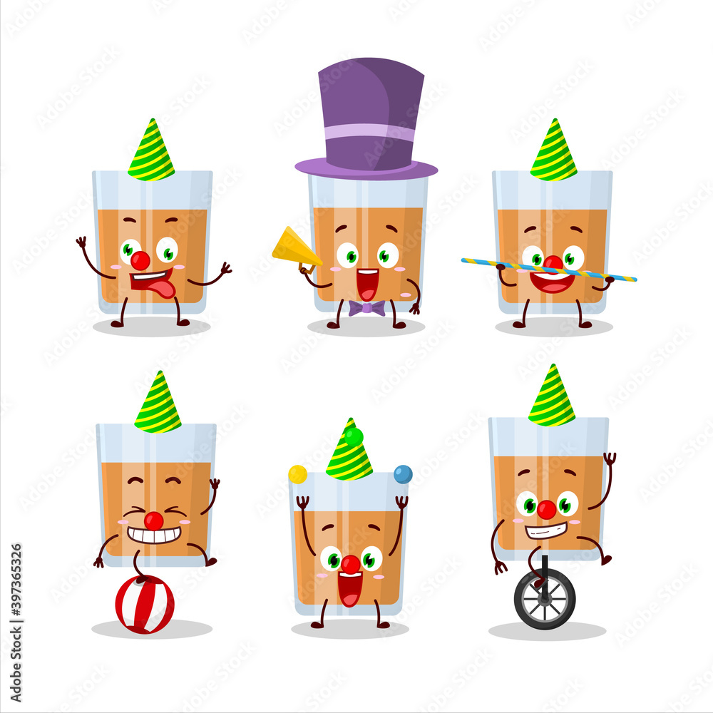 Cartoon character of glass of chocolates with various circus shows Cartoon character of glass of chocolates with various circus shows