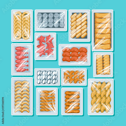 Set of Frozen Food on Top View