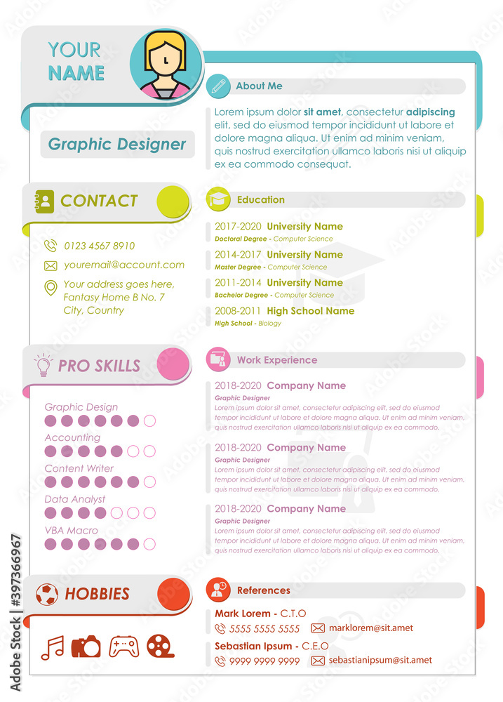© Rahmat - CV Resume Template with girly theme © Rahmat - CV Resume Template with girly theme