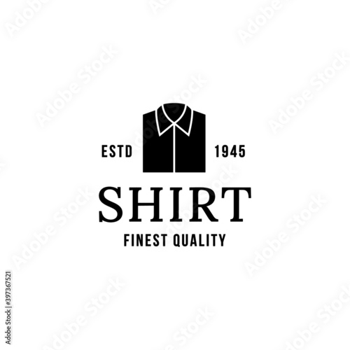 Shirt logo design template in retro style. Clothes shop logo.