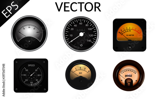 vintage meters illustration set 
