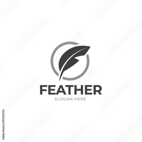 Feather writing Logo Template vector illustration