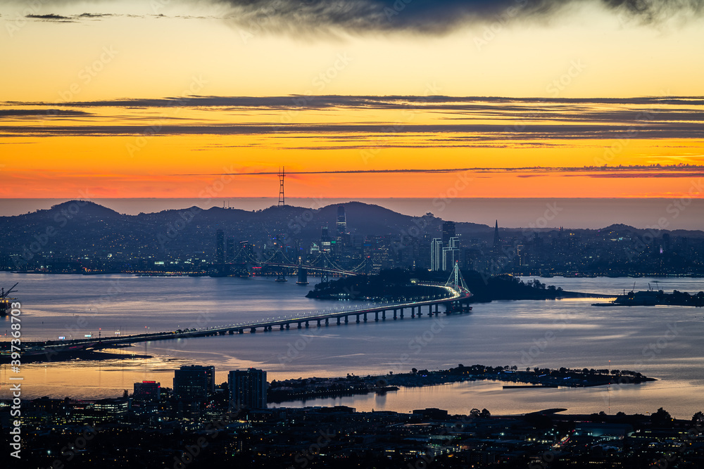 The San Francisco Skyline at Dawn from Grizzly Peak.