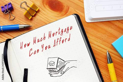 Quadro su tela Financial concept about How Much Mortgage Can You Afford with phrase on the sheet