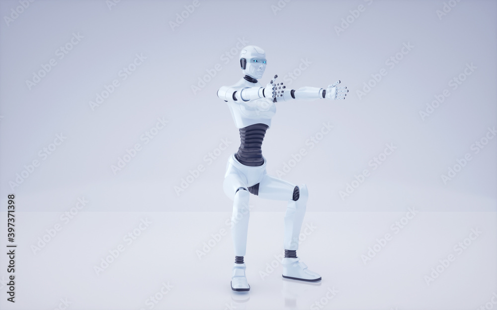 Fototapeta premium 3d rendering Future artificial intelligence robot and cyborg