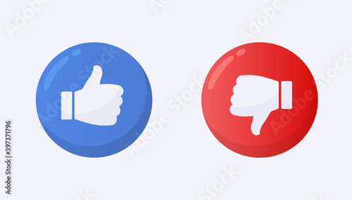 Like and dislike symbol flat style