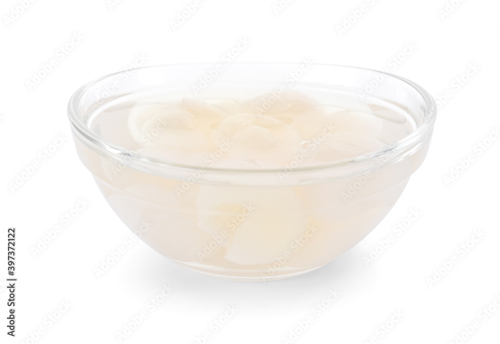 Longan syrup in glass on white background. Longan syrup in glass on white background.