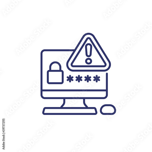 password warning line icon on white