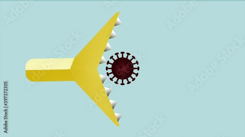 抗体がウイルスを攻撃するイメージ  ウイルスの治療や予防 コロナウイルスの治療