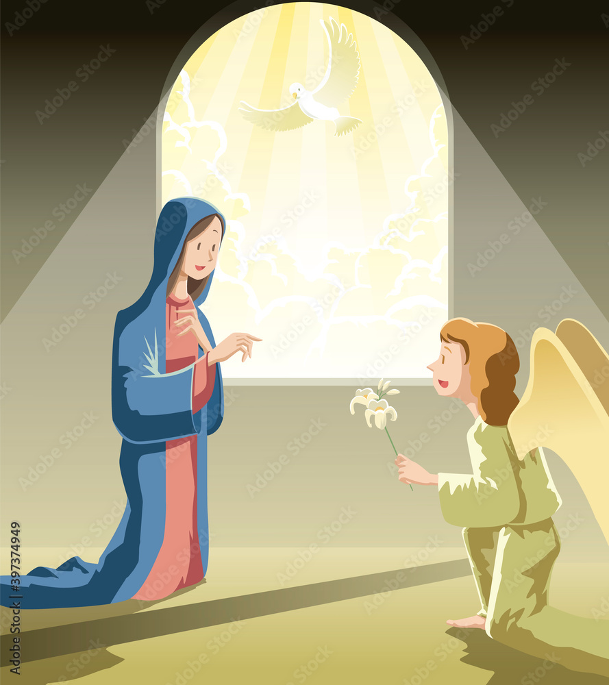The Annunciation | the blessed virgin Mary and Angel Gabriel Stock Vector |  Adobe Stock