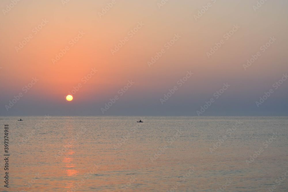 sun, sea and boat view from the beach 3