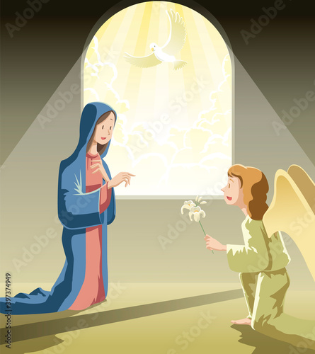 The Annunciation | the blessed virgin Mary and  Angel Gabriel
