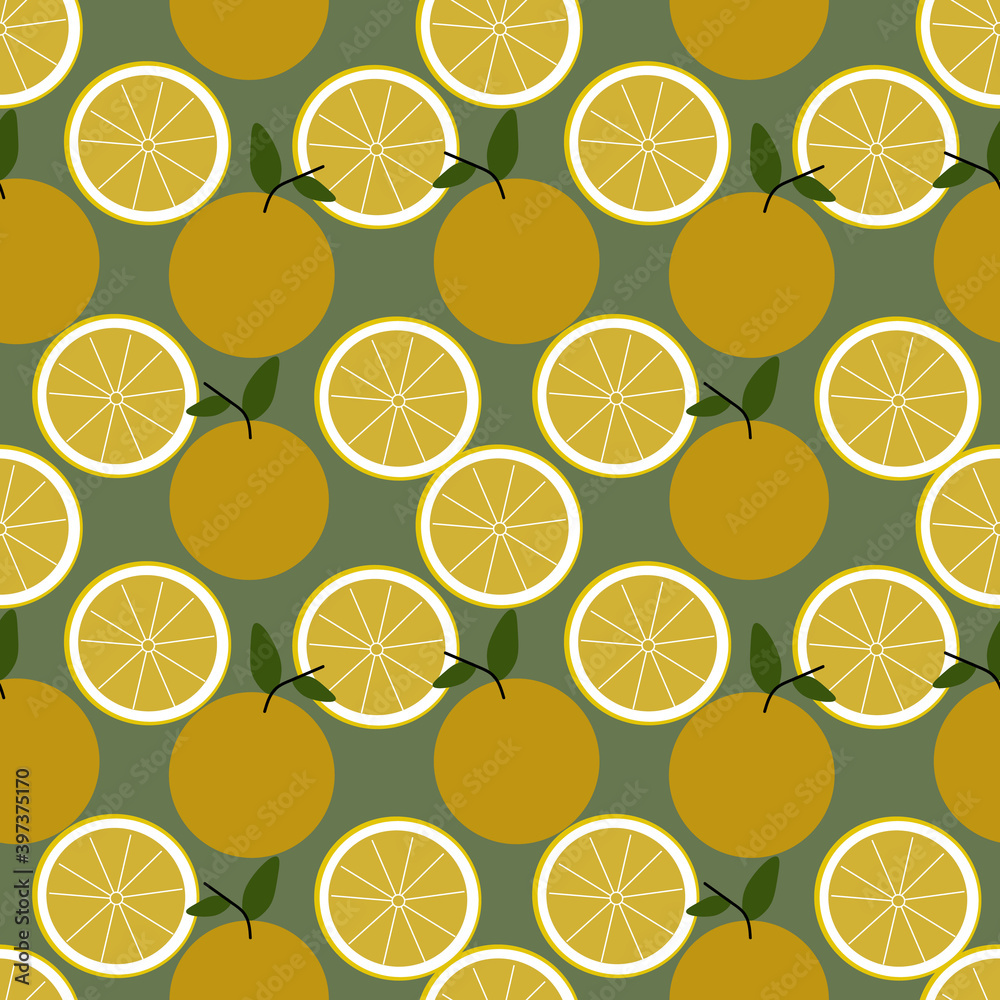 Oranges  ilustration seamless pattern.Great for textile print,fabric,wrapping paper,scrapbooking,ceramic motifs.