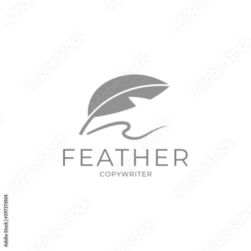 Feather writing Logo Template vector illustration